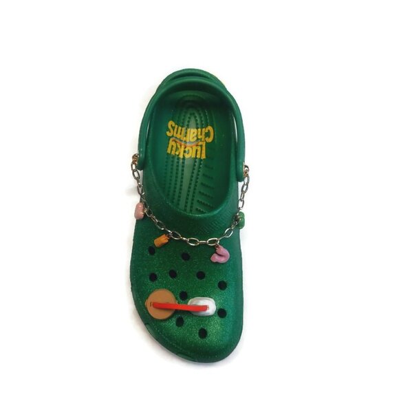 CROCS Mens Size 12 Lucky Charms Classic Slip On Clogs Sandals Glitter Green - Picture 2 of 11